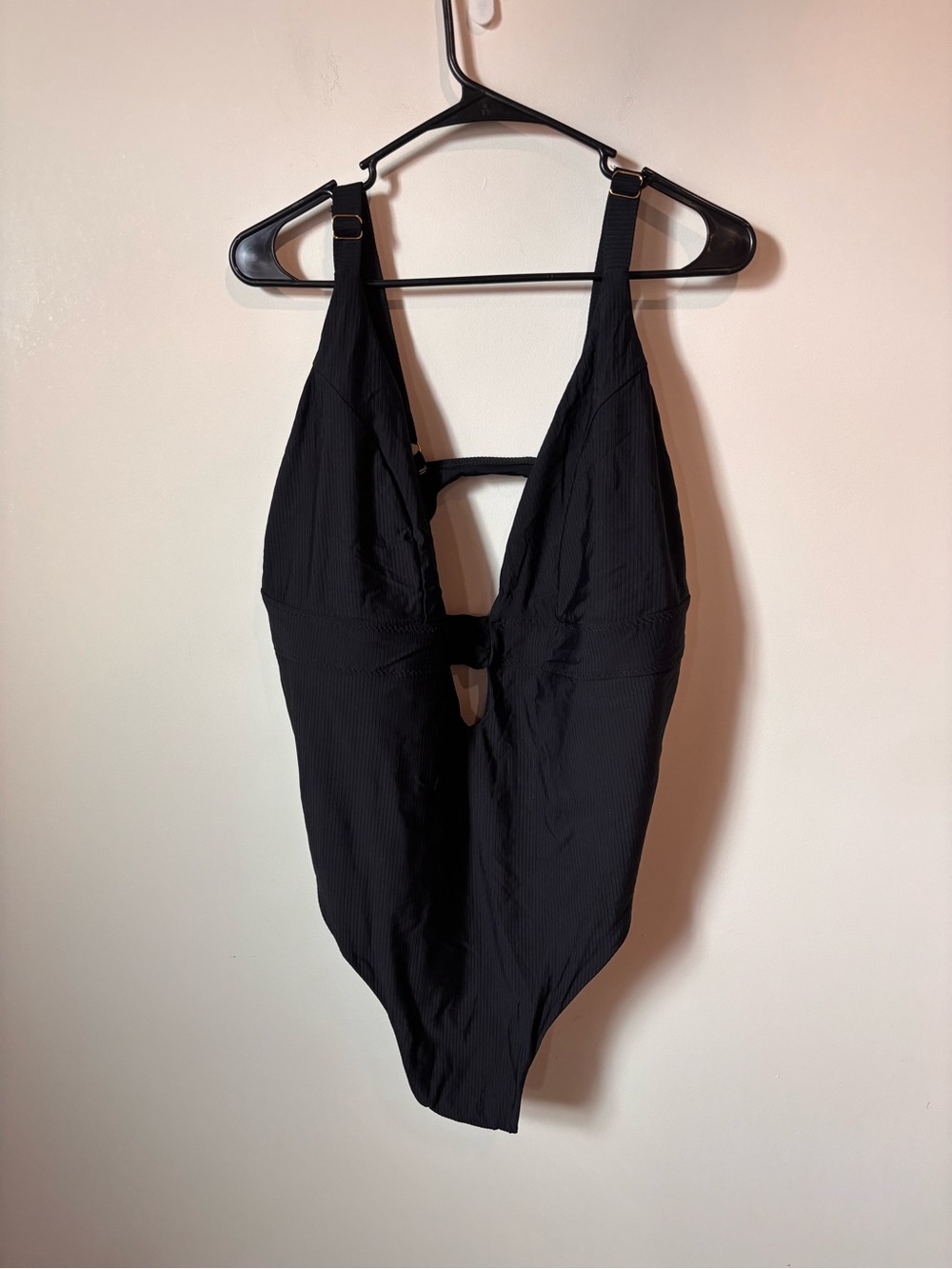 Fashion Nova Black One-Piece Plunge Swimwear